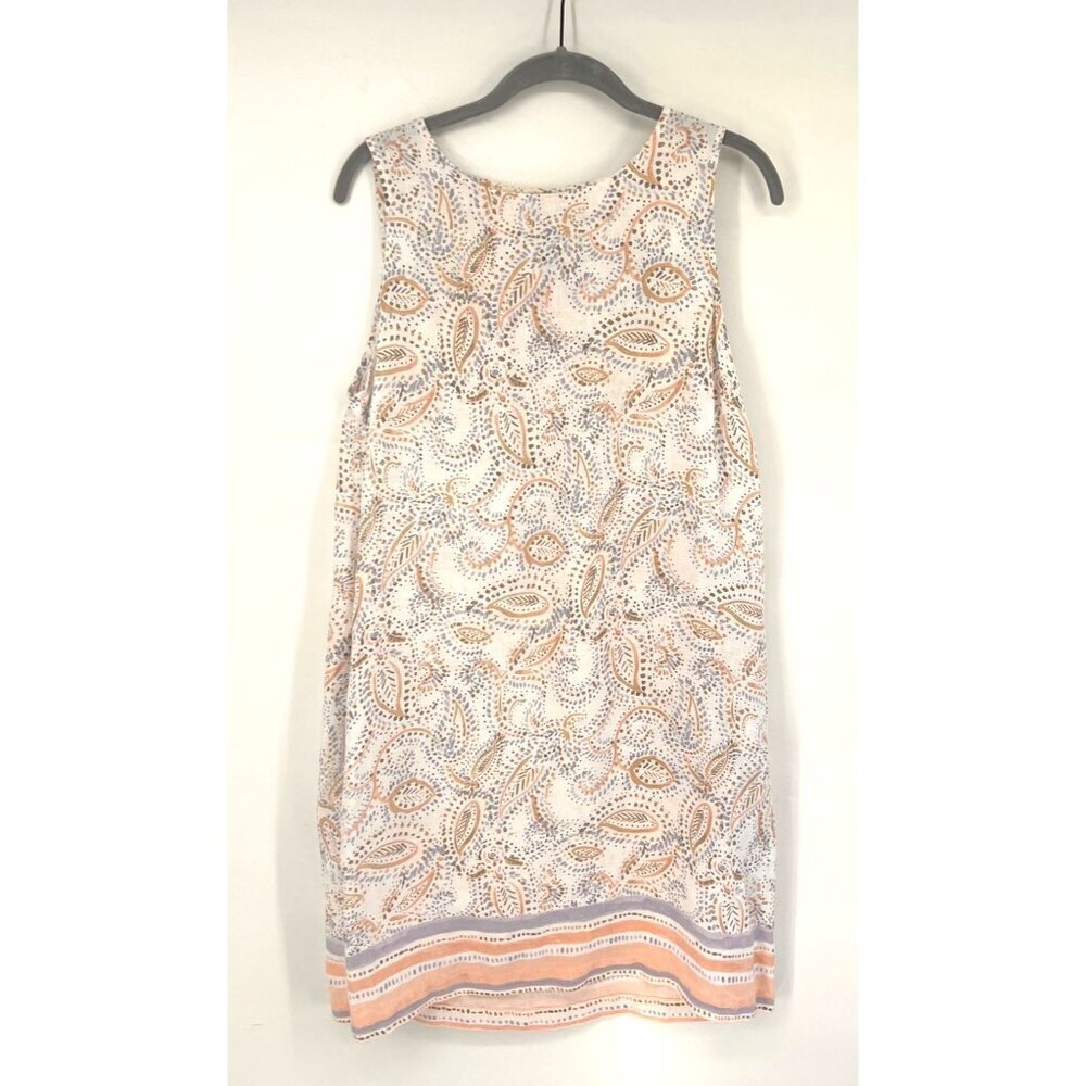 Rachel Ashwell Womens 100% Linen Paisley Shift Dress Size Medium Pastel Pink